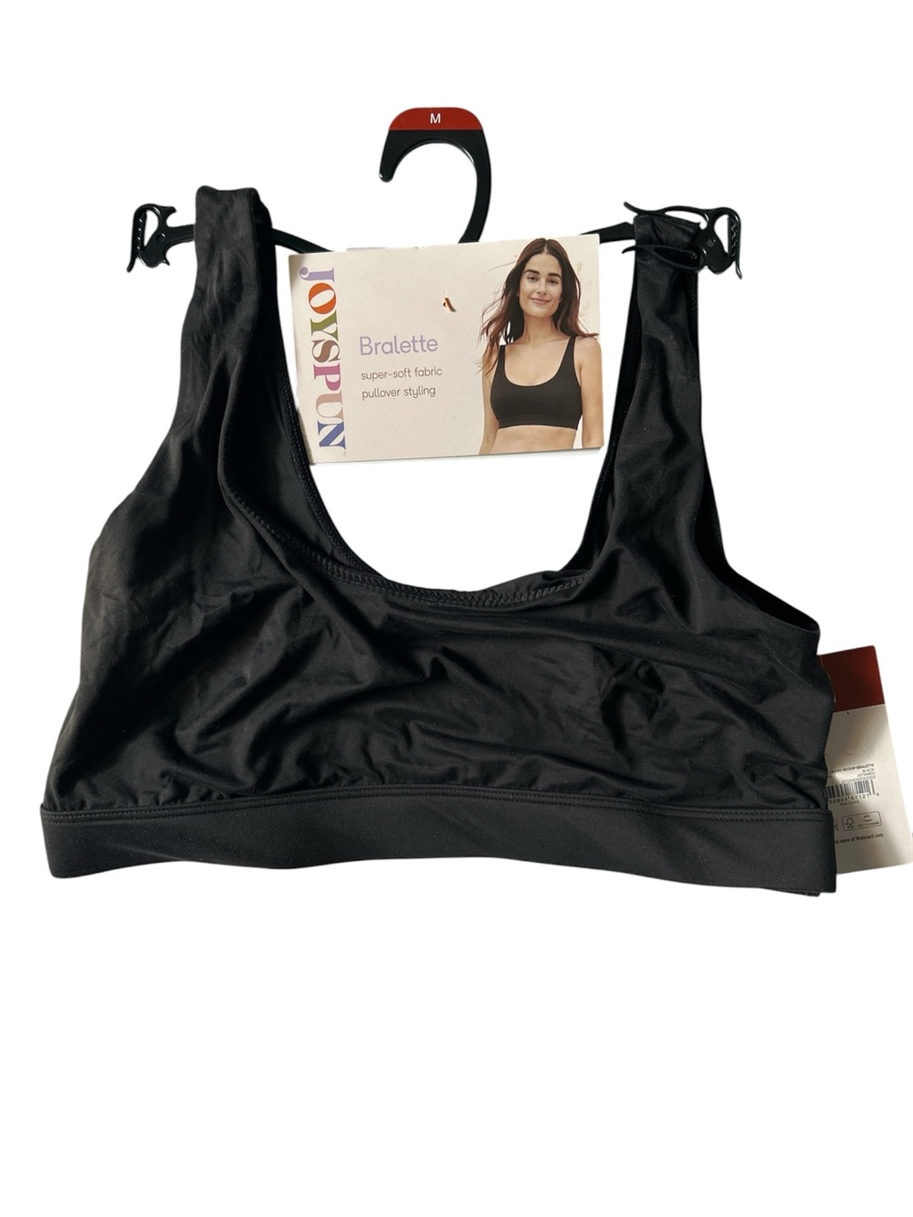 Joyspun Black Brushed Micro Fiber Super Soft Scoop Neck Pull Over Bralette